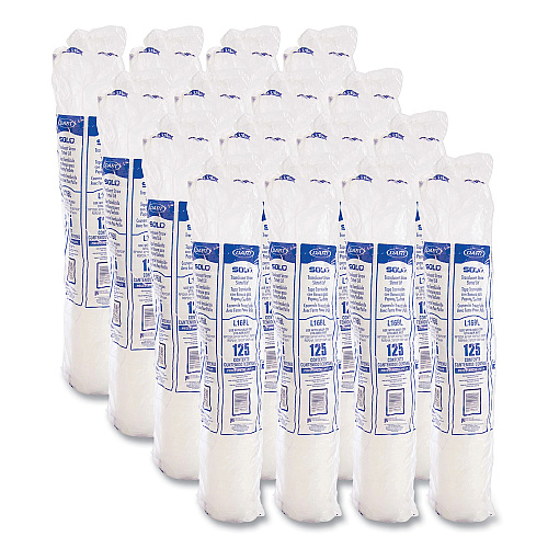 SOLO Polystyrene Plastic Flat Straw-Slot Cold Cup Lids, Fits 12 oz to 24 oz Cups, Translucent, 125/Pack, 16 Packs/Carton (L16BL)