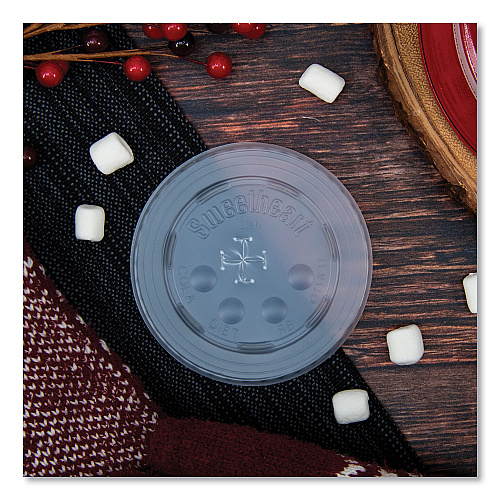 SOLO Polystyrene Plastic Flat Straw-Slot Cold Cup Lids, Fits 12 oz to 24 oz Cups, Translucent, 125/Pack, 16 Packs/Carton (L16BL)