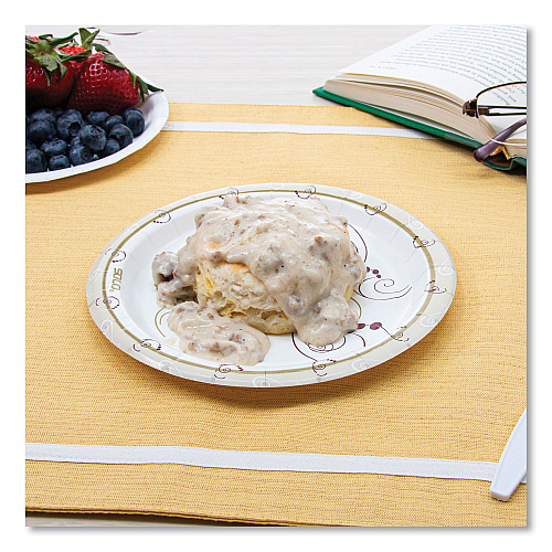 SOLO Symphony Paper Dinnerware, Mediumweight Plate, 6" dia, Tan, 125/Pack (MP6J8001PK)
