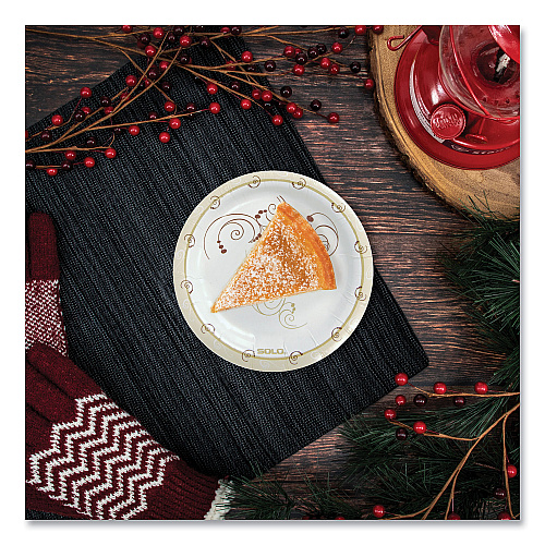 SOLO Symphony Paper Dinnerware, Mediumweight Plate, 6" dia, Tan, 125/Pack (MP6J8001PK)