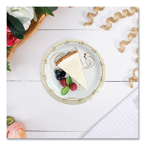 SOLO Symphony Paper Dinnerware, Mediumweight Plate, 6" dia, Tan, 125/Pack (MP6J8001PK)