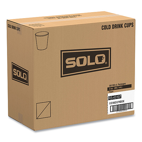 SOLO Paper Medical and Dental Graduated Cups, ProPlanet Seal, 3 oz, White/Blue, 100/Bag, 50 Bags/Carton (R3)