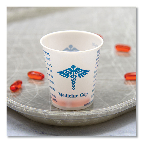 SOLO Paper Medical and Dental Graduated Cups, ProPlanet Seal, 3 oz, White/Blue, 100/Bag, 50 Bags/Carton (R3)