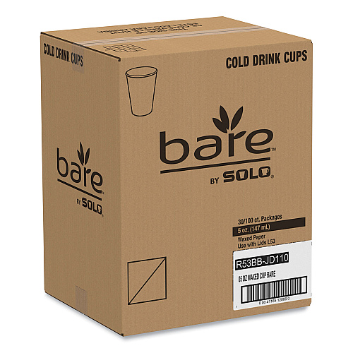 SOLO Bare Eco-Forward Paper Cold Cups, ProPlanet Seal, 5 oz, Green/White, 100/Sleeve, 30 Sleeves/Carton (R53BBJD110CT)
