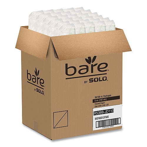 SOLO Bare Eco-Forward Paper Cold Cups, ProPlanet Seal, 5 oz, Green/White, 100/Sleeve, 30 Sleeves/Carton (R53BBJD110CT)