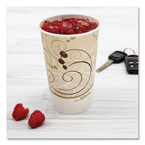 SOLO Double Sided Poly (DSP) Paper Cold Cups, 16 oz,  Beige/White, 50/Sleeve, 20 Sleeves/Carton (RP16PSYM)