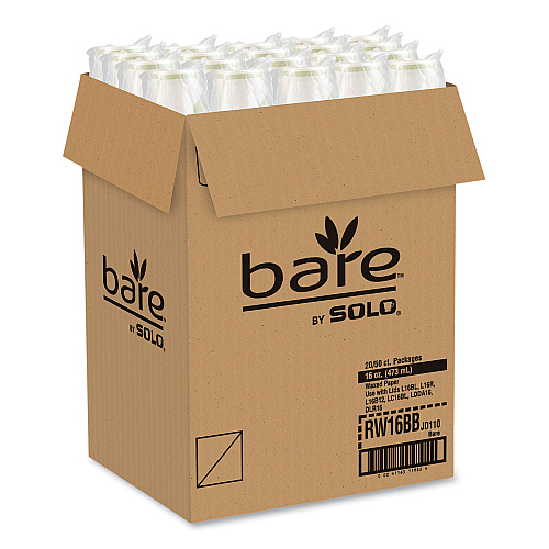 SOLO Bare Eco-Forward Paper Cold Cups, ProPlanet Seal, 16 oz, Green/White, 100/Sleeve 10 Sleeves/Carton (RW16BBD110CT)