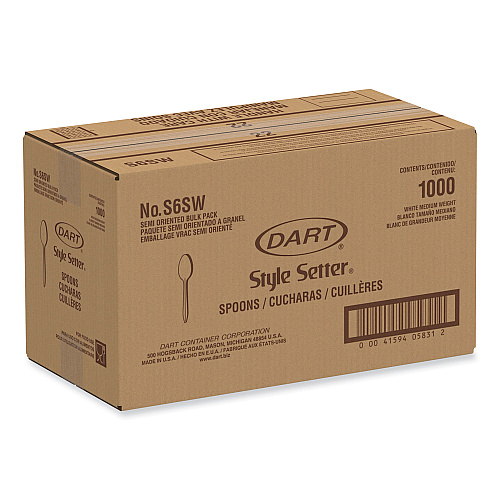 SOLO Regal Mediumweight Cutlery, Full-Size, Teaspoon, White, 1000/Carton (S6SW)