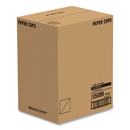 SOLO Uncoated Paper Cups, Hot Drink, 8 oz, White, 1,000/Carton (U508NU)