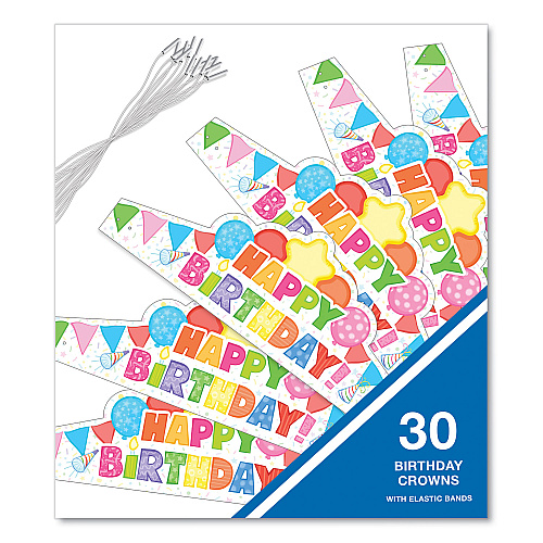 Carson-Dellosa Student Crown, Birthday, 14.5 x 5.13, Assorted Colors, 30/Pack (101100)