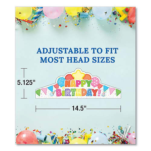 Carson-Dellosa Student Crown, Birthday, 14.5 x 5.13, Assorted Colors, 30/Pack (101100)