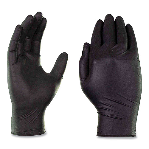 GloveWorks by AMMEX Nitrile Exam Gloves, Powder-Free, 6 mil, Large, Black, 100 Gloves/Box, 10 Boxes/Carton (GWBEN46100CT)