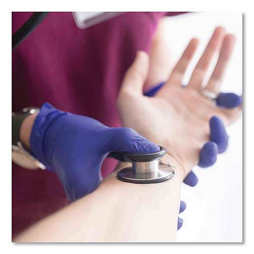 AMMEX Professional Nitrile Exam Gloves, Powder-Free, Small, 3 mil Thick, 9.5" Long, Indigo, 100/Box, 10 Boxes/Carton (AINPF42100)