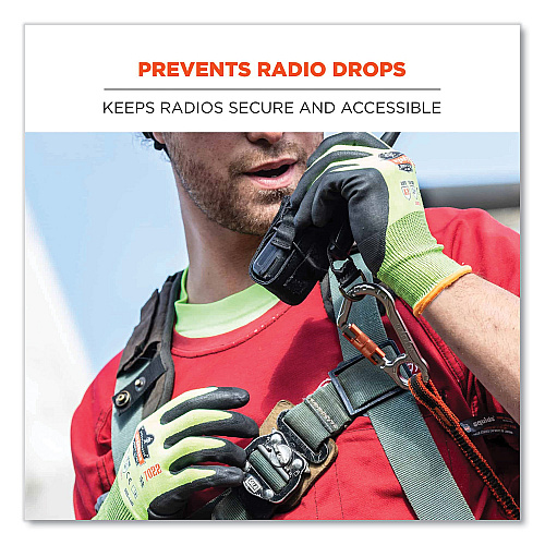 ergodyne Squids 3772 Radio Holster Trap, Large, 1.5 x 2 x 5, Polyester, Black (19773)