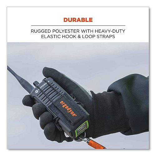 ergodyne Squids 3772 Radio Holster Trap, Large, 1.5 x 2 x 5, Polyester, Black (19773)