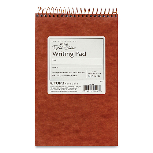 Ampad Gold Fibre Retro Wirebound Writing Pads, Medium/College Rule, Red Cover, 80 White 5 x 8 Sheets (20007)