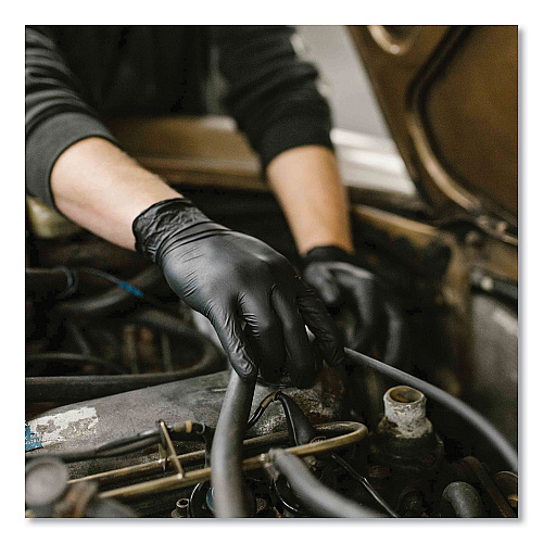 GloveWorks by AMMEX Industrial Nitrile Gloves, Powder-Free, 5 mil, Large, Black, 100 Gloves/Box, 10 Boxes/Carton (GPNB46100)