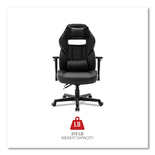Alera Racing Style Ergonomic Gaming Chair, Supports 275 lb, 15.91" to 19.8" Seat Height, Black/Gray Trim Seat/Back, Black/Gray Base (ALEGM4146)