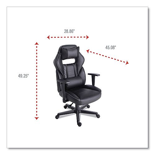 Alera Racing Style Ergonomic Gaming Chair, Supports 275 lb, 15.91" to 19.8" Seat Height, Black/Gray Trim Seat/Back, Black/Gray Base (ALEGM4146)