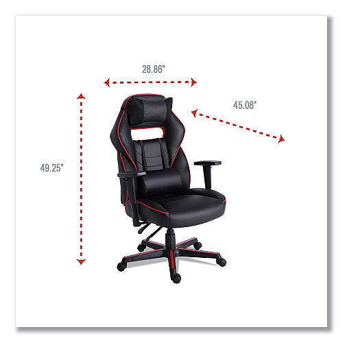 Alera Racing Style Ergonomic Gaming Chair, Supports 275 lb, 15.91" to 19.8" Seat Height, Black/Red Trim Seat/Back, Black/Red Base (ALEGM4136)