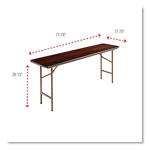 Alera Wood Folding Table, Rectangular, 71.88w x 17.75d x 29.13h, Mahogany (ALEFT727218MY)