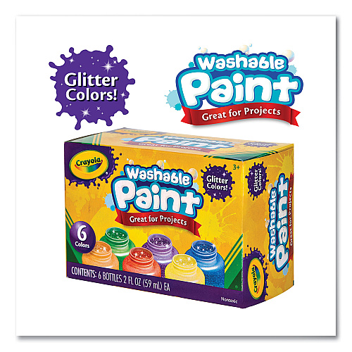 Crayola Washable Paint, 6 Assorted Classic Colors, 2 oz Bottle, 6/Pack (542400)