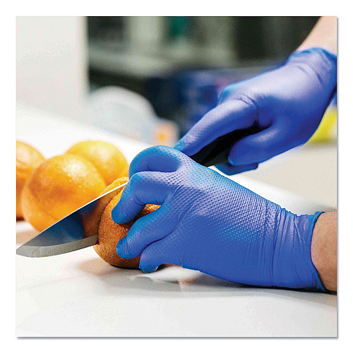 GloveWorks by AMMEX Heavy-Duty Industrial Nitrile Gloves, Powder-Free, Large, 6 mil Thick, 9.5" Long, Royal Blue, 100/Box, 10 Boxes/Carton (GWRBN46100)