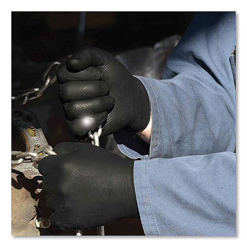 GloveWorks by AMMEX Heavy-Duty Industrial Nitrile Gloves, Powder-Free, 6 mil, Large, Black, 100 Gloves/Box, 10 Boxes/Carton (GWBN46100)