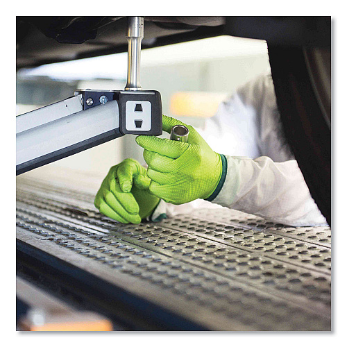 GloveWorks by AMMEX Heavy-Duty Industrial Nitrile Gloves, Powder-Free, 8 mil, Large, Green, 100 Gloves/Box, 10 Boxes/Carton (GWGN46100)