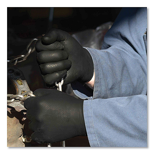 GloveWorks by AMMEX Heavy-Duty Industrial Nitrile Gloves, Powder-Free, 6 mil, X-Large, Black, 100 Gloves/Box, 10 Boxes/Carton (GWBN48100)