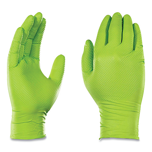GloveWorks by AMMEX Heavy-Duty Industrial Nitrile Gloves, Powder-Free, 8 mil, X-Large, Green, 100 Gloves/Box, 10 Boxes/Carton (GWGN48100)