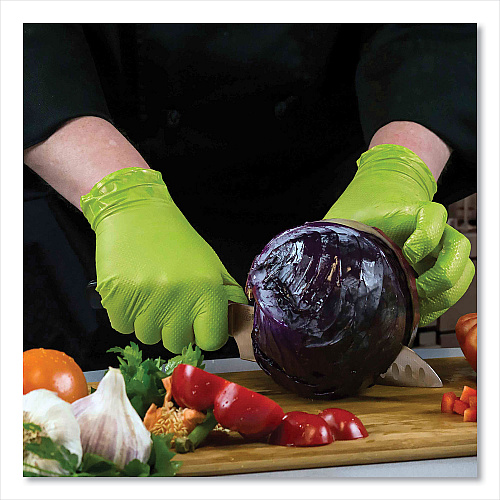 GloveWorks by AMMEX Heavy-Duty Industrial Nitrile Gloves, Powder-Free, 8 mil, Large, Green, 100 Gloves/Box, 10 Boxes/Carton (GWGN46100)