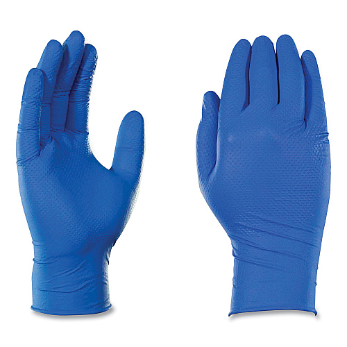 GloveWorks by AMMEX Heavy-Duty Industrial Nitrile Gloves, Powder-Free, Medium, 6 mil Thick, 9.5" Long, Royal Blue, 100/Box, 10 Boxes/Carton (GWRBN44100)