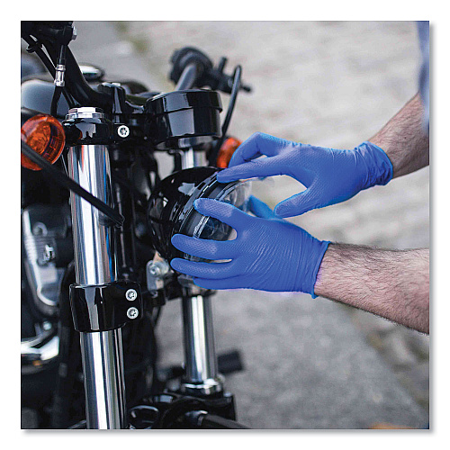 GloveWorks by AMMEX Heavy-Duty Industrial Nitrile Gloves, Powder-Free, Medium, 6 mil Thick, 9.5" Long, Royal Blue, 100/Box, 10 Boxes/Carton (GWRBN44100)