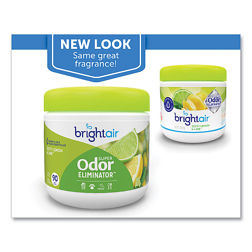 Bright Air Super Odor Eliminator, Zesty Lemon and Lime, 14 oz Jar, 6/Carton (900248)