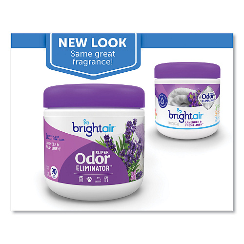 Bright Air Super Odor Eliminator, Lavender and Fresh Linen, Purple, 14 oz Jar (900014)
