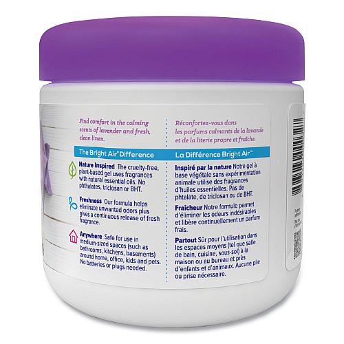 Bright Air Super Odor Eliminator, Lavender and Fresh Linen, Purple, 14 oz Jar, 6/Carton (901325CT)