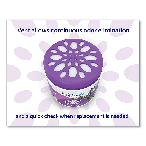 Bright Air Super Odor Eliminator, Lavender and Fresh Linen, Purple, 14 oz Jar, 6/Carton (901325CT)