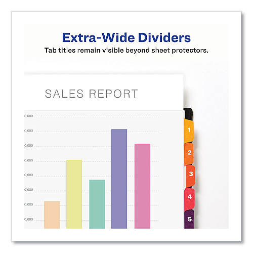 Avery Customizable TOC Ready Index Multicolor Tab Dividers, Extra Wide Tabs, 10-Tab, 1 to 10, 11 x 9.25, White, 1 Set (11165)