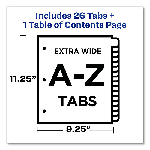 Avery Customizable TOC Ready Index Black and White Dividers, 26-Tab, A to Z, 11 x 9.25, 1 Set (11166)