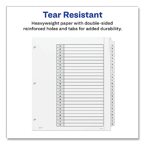 Avery Customizable TOC Ready Index Black and White Dividers, 26-Tab, A to Z, 11 x 9.25, 1 Set (11166)