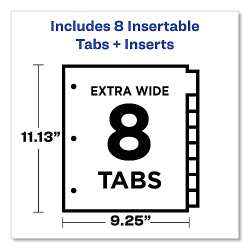 Avery Insertable Big Tab Dividers, 8-Tab, 11.13 x 9.25, White, Assorted Tabs, 1 Set (11222)