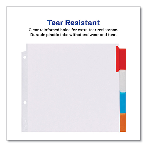 Avery Insertable Dividers w/Single Pockets, 5-Tab, 11.25 x 9.13, White, 1 Set (11270)