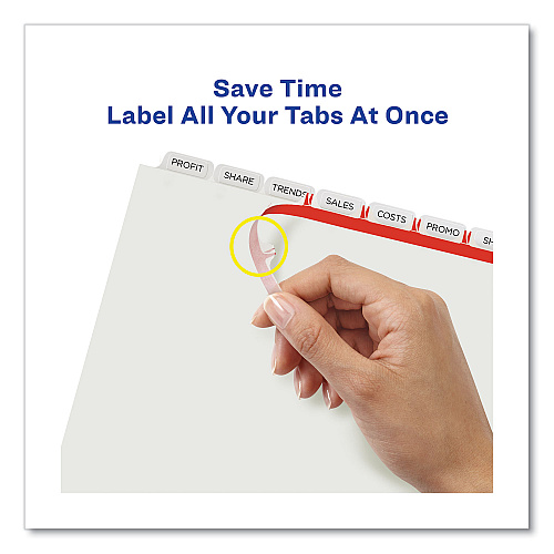 Avery Print and Apply Index Maker Clear Label Dividers, Extra Wide Tabs, 8-Tab, 11.25 x 9.25, White, 5 Sets (11441)