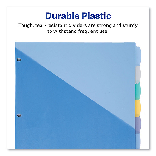 Avery Write and Erase Durable Plastic Dividers with Slash Pocket, 3-Hold Punched, 8-Tab, 11.13 x 9.25, Assorted, 1 Set (16177)