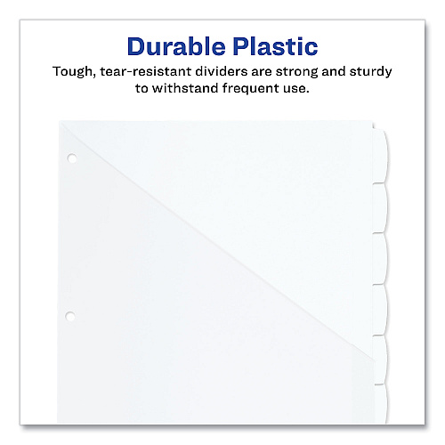 Avery Write and Erase Durable Plastic Dividers with Straight Pocket, 8-Tab, 11.13 x 9.25, White, 1 Set (16826)