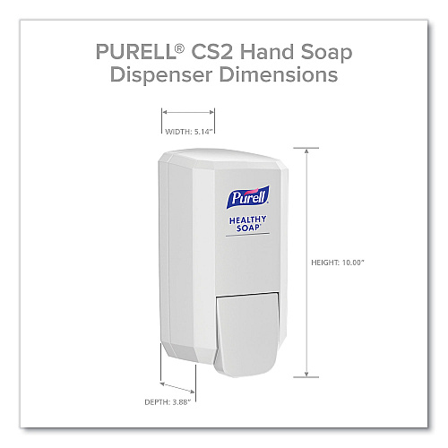 PURELL CS2 Healthy Soap Dispenser, 1,000 mL, 5.14" x 3.88" x 10", White, 6/Carton (413106CT)