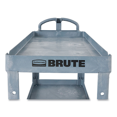 Rubbermaid Commercial BRUTE Heavy-Duty Ergo Handle Utility Cart, Plastic, 2 Shelves, 750 lb Capacity, 26" x 55" x 33.25", Gray (2192463)
