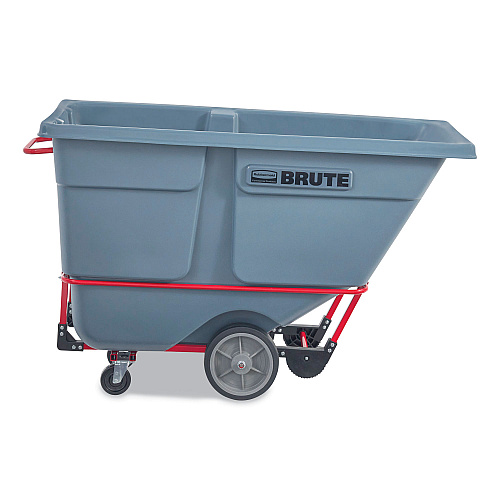 Rubbermaid Commercial BRUTE DURATILT Frame Tilt Truck, Heavy Duty, 1 cu yd, 2,100 lb Capacity, Rotomolded Resin/Leakproof Polyethylene, Gray (2192467)