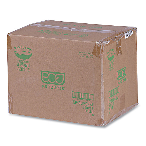 Eco-Products Vanguard Renewable and Compostable Sugarcane Bowls, 16 oz, White, 800/Carton (EPBL16CNFA)